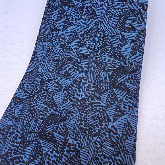 Christian Dior Mens Necktie Handmade Blue Black Geometric Silk USA Italy Woven‎ - Picture 1 of 4